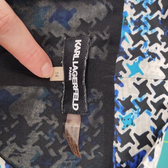 Blue & White Crosshatched Karl Lagerfeld Dress - Size 14 - Picture 5 of 5